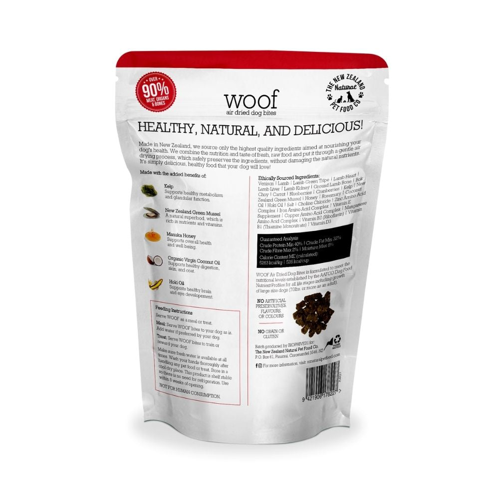 WOOF Venison Recipe Air Dried Dog Bite Treats 100g