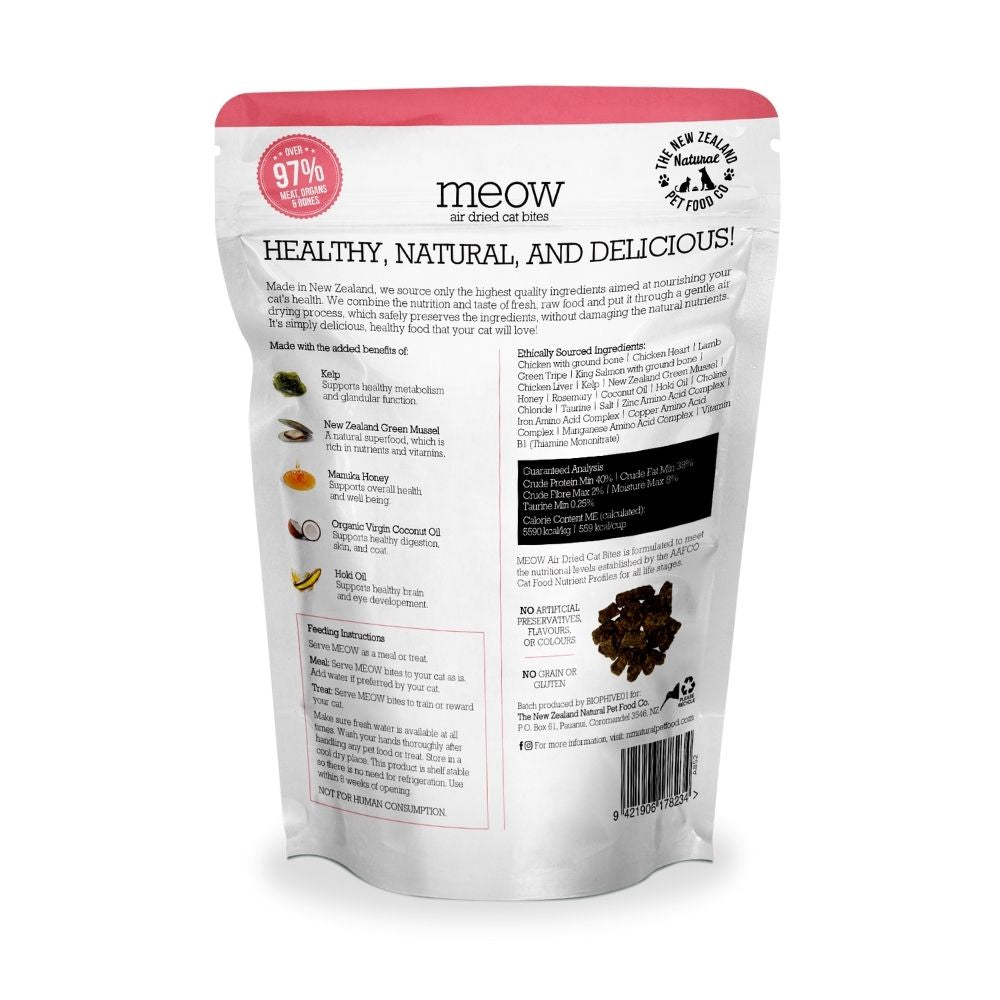 MEOW Chicken & Salmon Recipe Air Dried Cat Bite Treats 100g