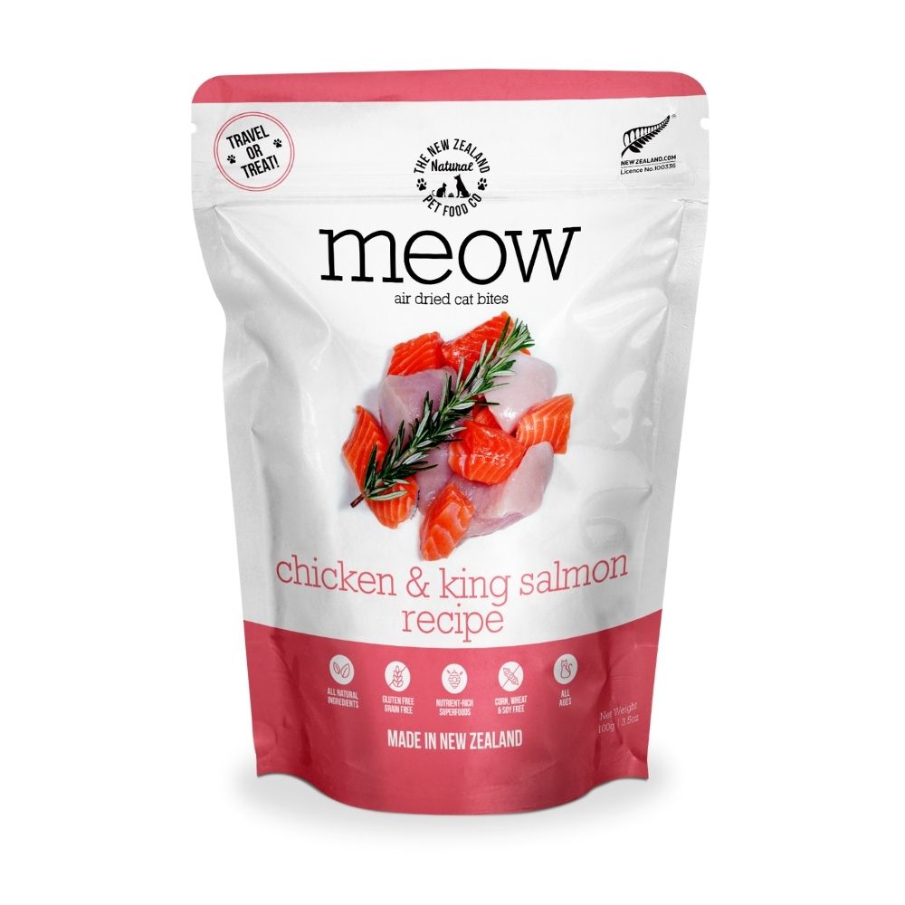 MEOW Chicken & Salmon Recipe Air Dried Cat Bite Treats 100g