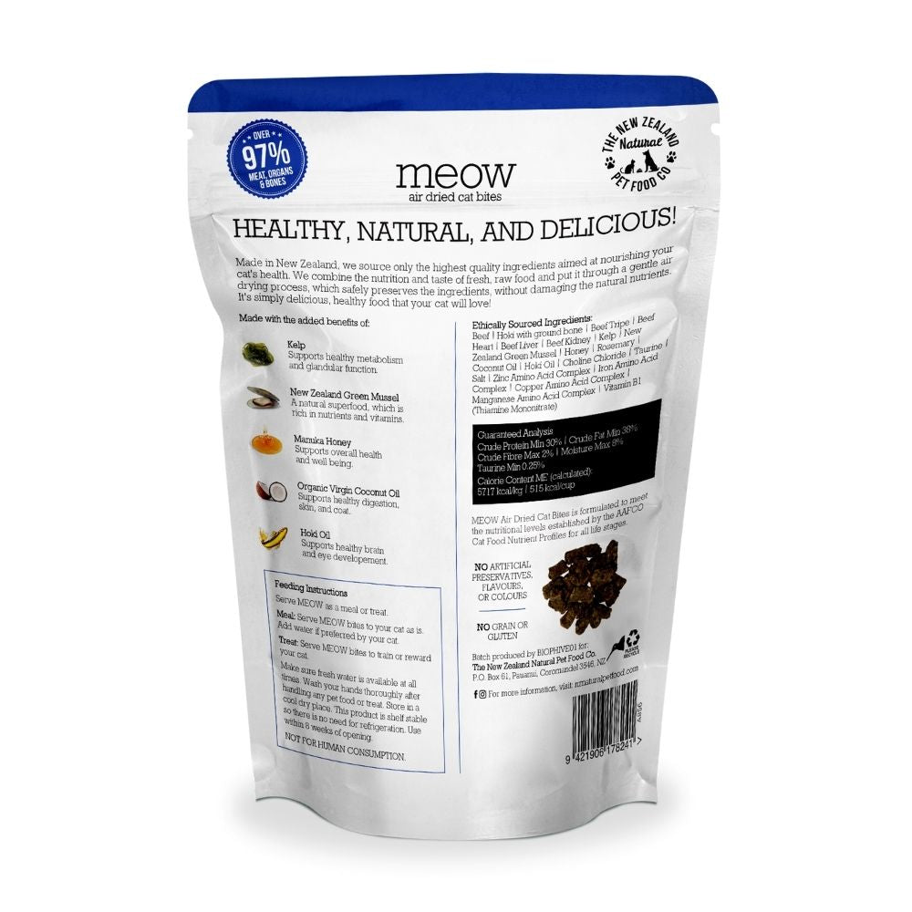 MEOW Beef & Hoki Recipe Air Dried Cat Bite Treats 100g