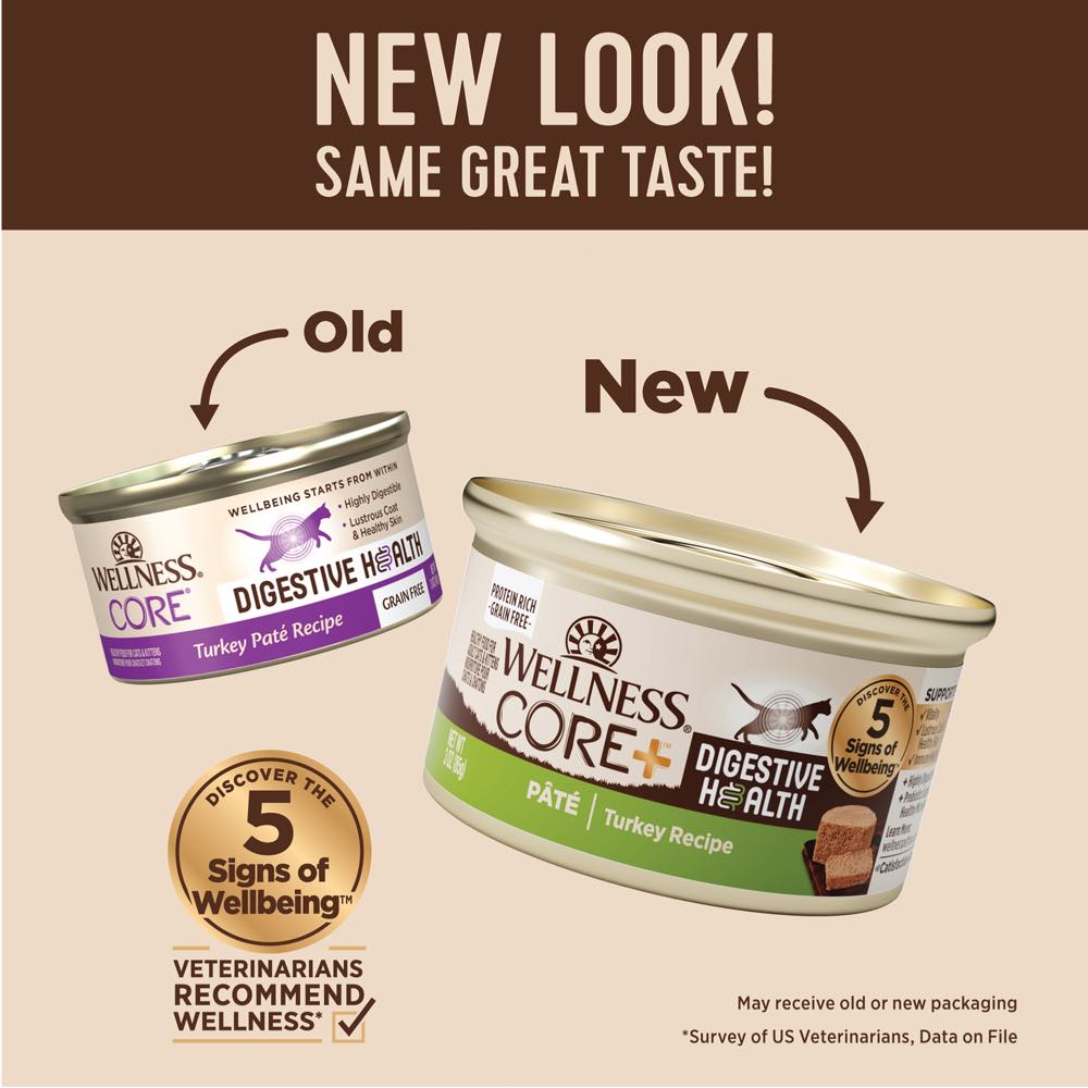 Wellness Core+ Digestive Health Pate Turkey Pate Grain-Free Canned Cat Food 85g