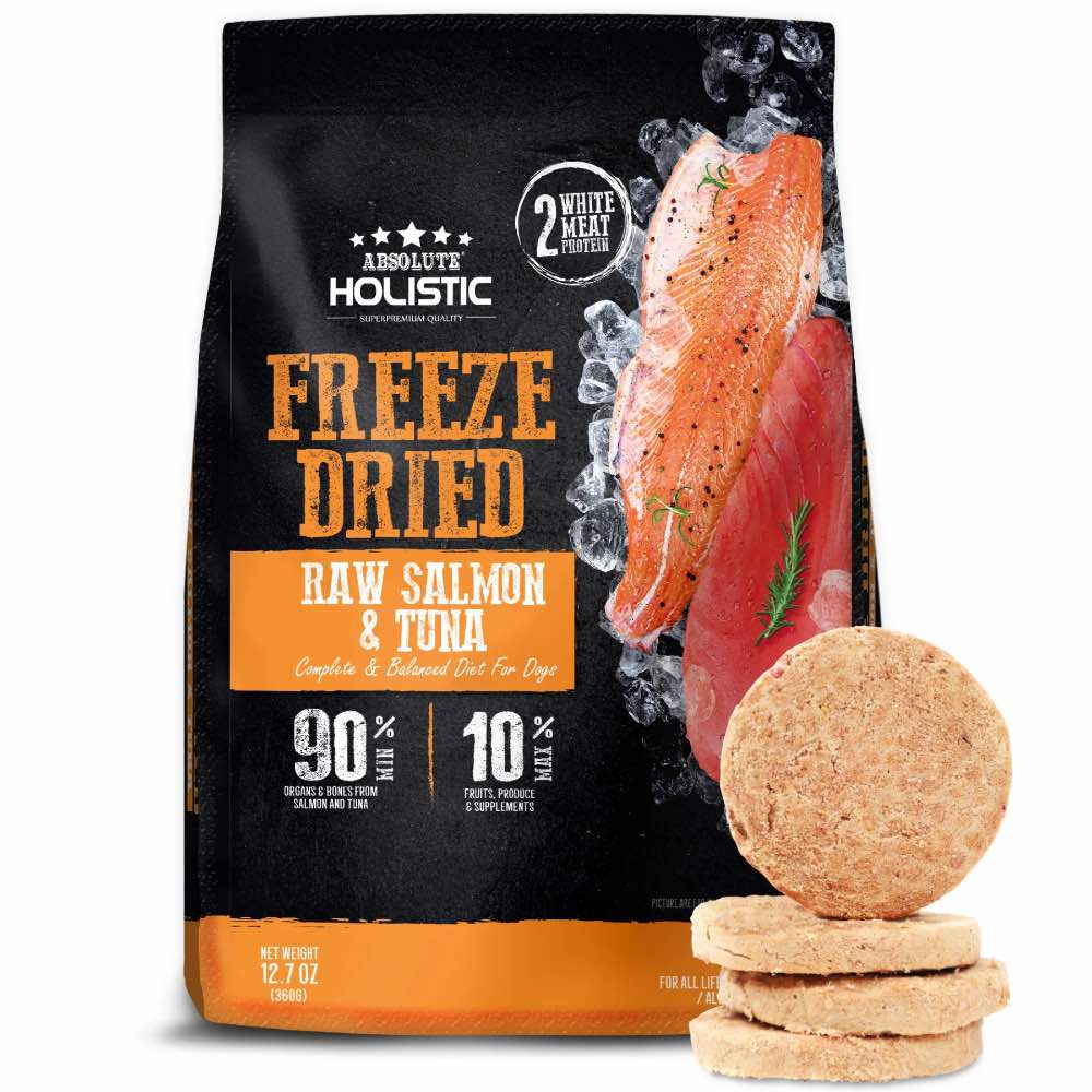 'BUNDLE DEAL': Absolute Holistic Patties Salmon & Tuna Grain-Free Freeze-Dried Dog Food 12.7oz