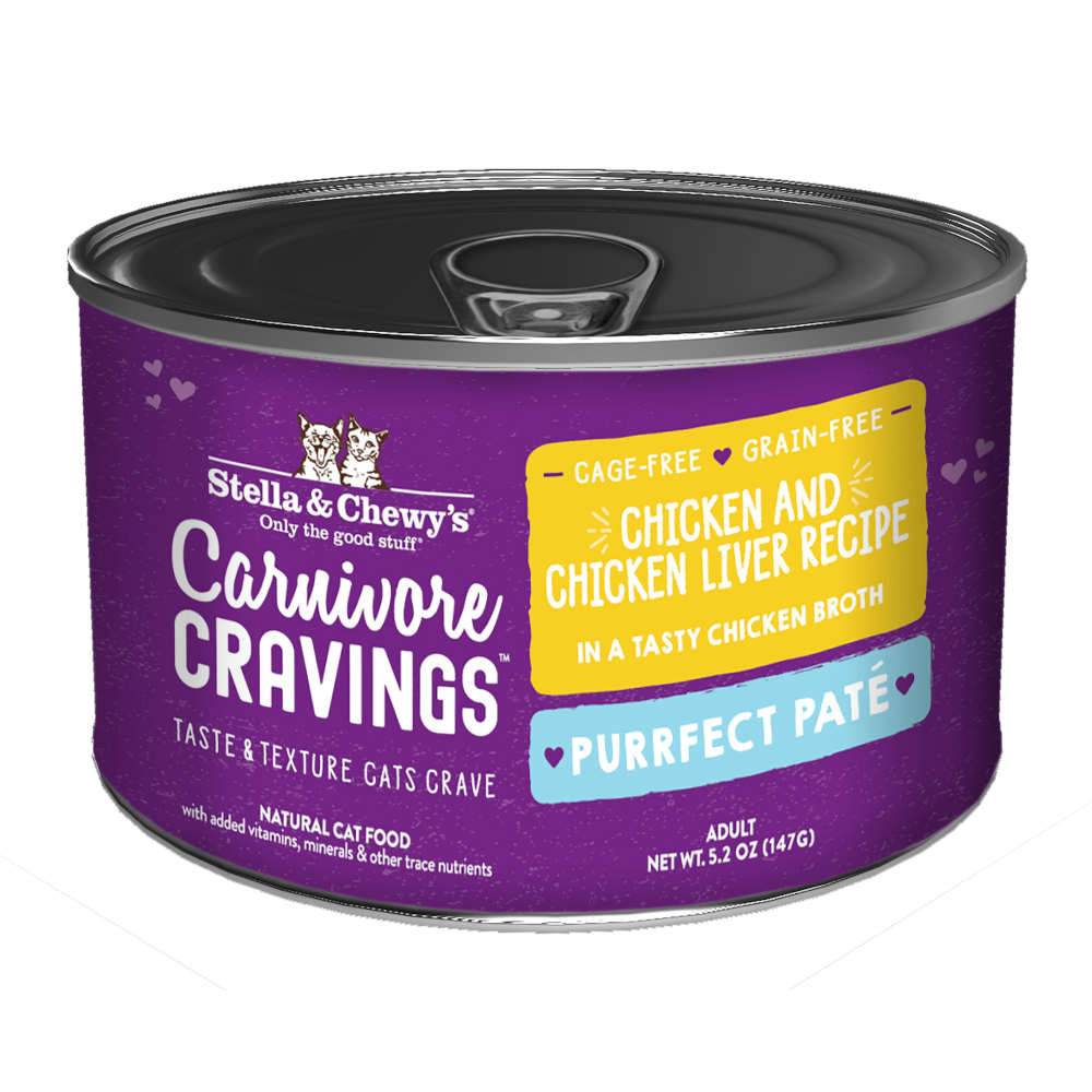 3 FOR $14.40: Stella & Chewy's Carnivore Cravings Purrfect Pate Chicken & Chicken Liver in Broth Grain-Free Canned Cat Food 5.2oz