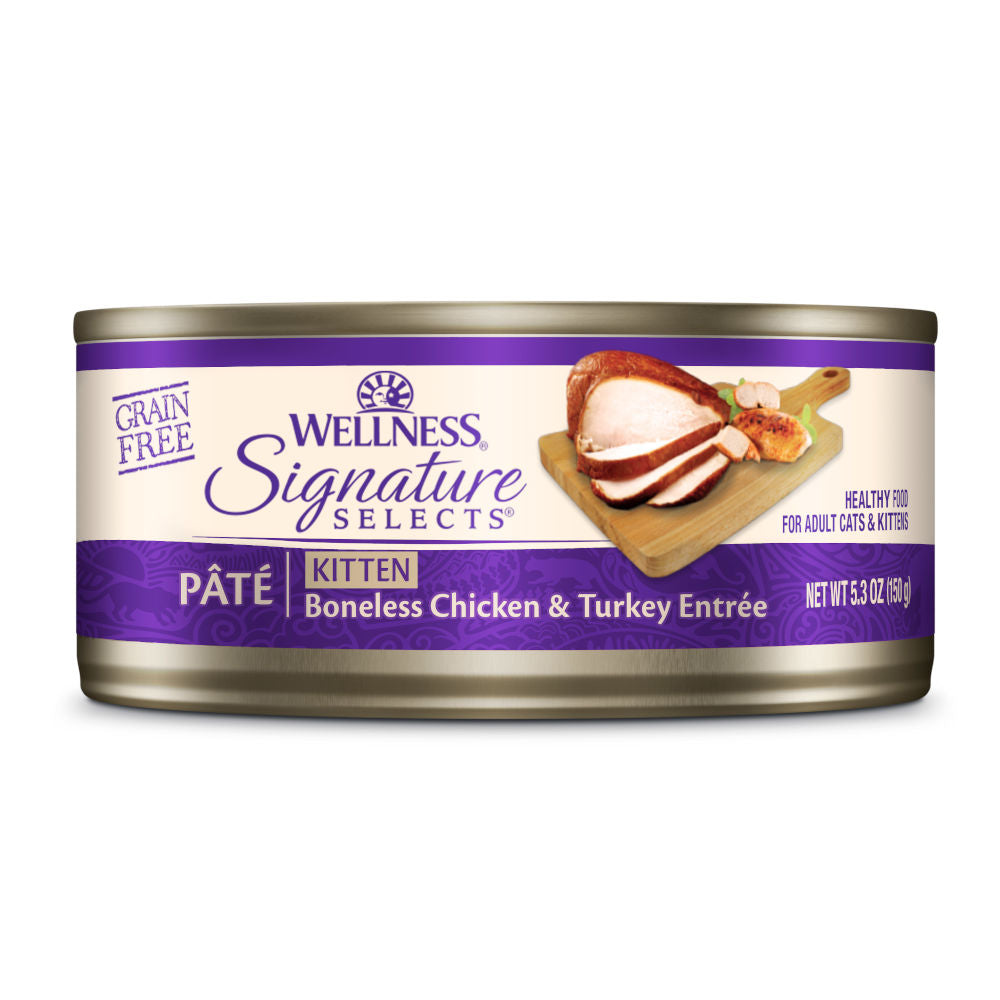 Wellness Core Signature Selects Pate Boneless Chicken & Turkey Kitten Grain-Free Canned Cat Food 5.3oz